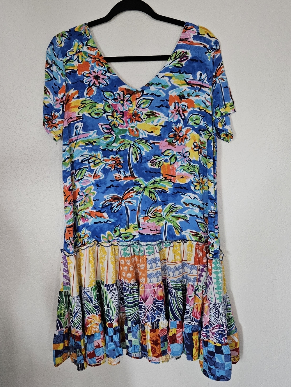 Vintage Jams World Hawaiian Hattie Dress in Tropical Breeze Pattern - Medium